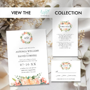 Convites Casamento I do Monograma Botânico de Pessegueira F