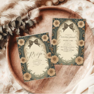 Convites Arco Vintage Coquette Floral Art Nouveau Wedding