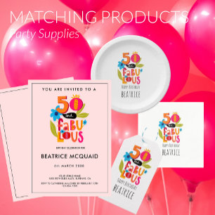 Prato De Papel 50 e Fabulosa 50ª Letra Whimsical de Aniversário