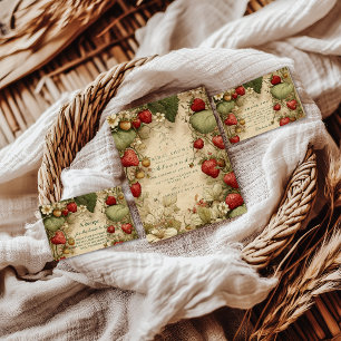 Cartão De Agradecimento Chá de Noiva Vintage Strawberry Meadow