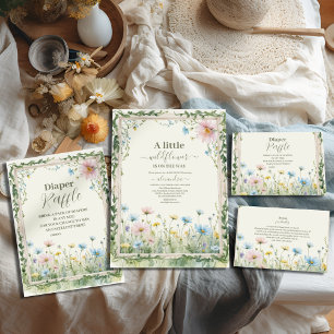 Convites Um pequeno Chá de fraldas de flor selvagem