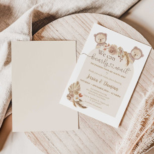 Convites Jogo de Chá de fraldas do Boho Teddy Bear Bingo