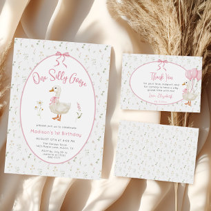 Convites Um Bobo Goose Vintage Floral Girl primeiro anivers