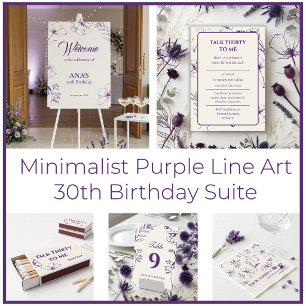 Convites Arte Floral Roxa Elegante para Aniversário de 30 A