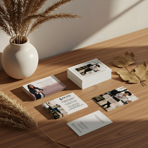 Cartão De Visita Quadrado Nome profissional mínimo da empresa e foto comerci