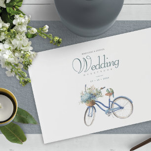 Convites Casamento Bohemian Blue Bicycle Watercolor