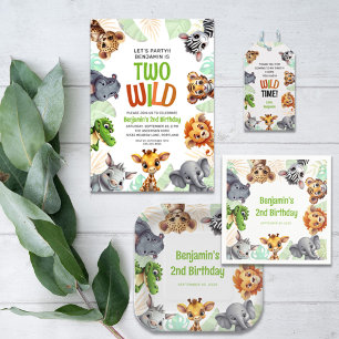 Adesivo Quadrado Safari Jungle Animal Kid é duas Festas de aniversá