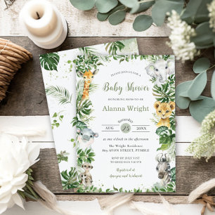 Convites Galinha verde-chic Selva-branca