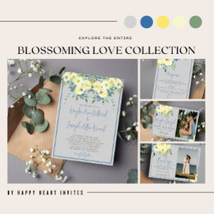 Adesivo Quadrado Blossoming Love Blue Yellow Floral Weding
