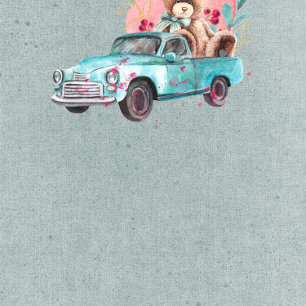 Convites Chá de fraldas do Urso de Teddy Truck Vintage