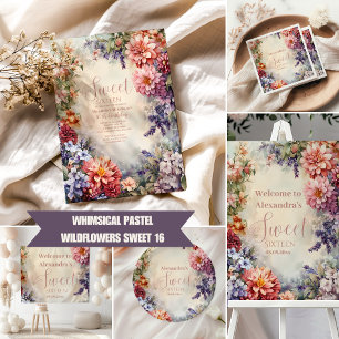 Prato De Papel Flores Silvestres Pastel Caprichosas Sweet 16
