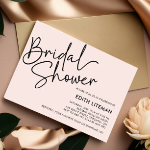 Convites Brida Rosa Elegante com Script Simples Manuscrito