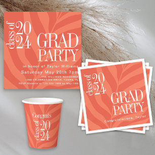 Convites Bright Orange Simple Formando Party