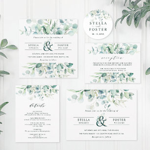 Convites Foliage Verde Ampersand Wedding Elegante