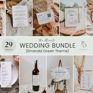 Poster Sinal de Bar de Casamento Verde Emerald Modelo