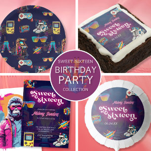 Convites Festa de aniversário Retro Doce 16