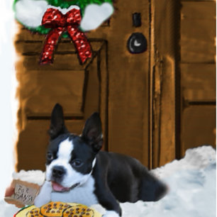 Cartão De Festividades Boston Terrier Natal