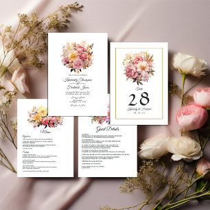 Menu Casamento Floral Dourado e Blush