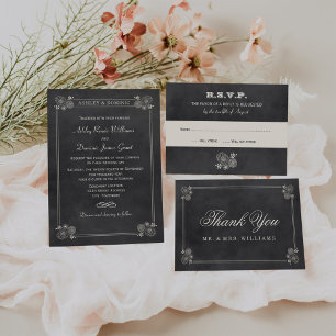 Convites Casamento Vintage Black Chalkboard