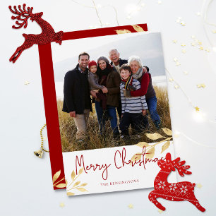 Cartão De Festividades Elegante Natal Dourado deixa foto de feriado
