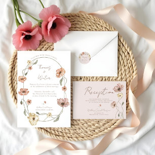 Cartão RSVP Boho Islandês Watercolor Islândia Poppy Flowers