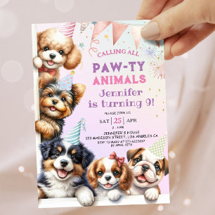 Raparigas Cachorro Deixa Pawty 9º Convite de Anive