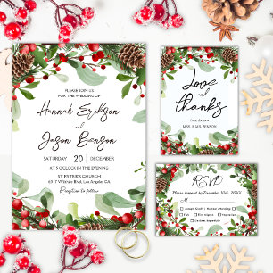 Convites Detalhes de casamento de vegetação de Natal de inv