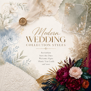 Convites Sage Azul Empoeirado Botânicos de casamento minima