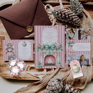 Cartão De Festividades Natal da Coquette Cor-de-Rosa