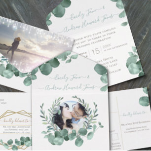 Convite de Casamento tema damasco Único Preto Verd