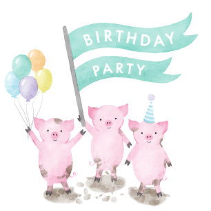 Convite de festas cor-de-rosa com Aniversário de c