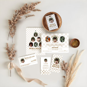 Cartão de Foto de Agradecimento com Estampa Xadrez