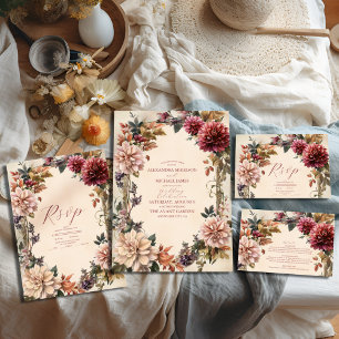 Cartão RSVP Casamento Floral Real Vitoriano Único