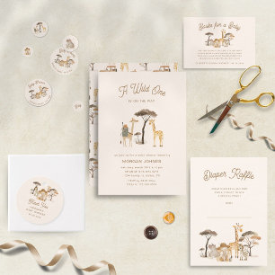 Convites Animais Selvagens Safari Boho Chá de fraldas