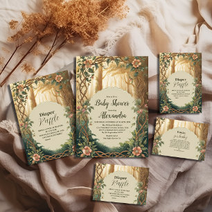 Convites Chá de fraldas de Floresta Encantado