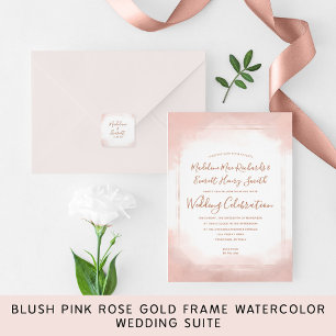 Convite para Casamento Magnético Dourado, Rosa Esb