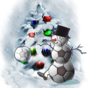 Cartão De Festividades Futebol Ball Snowman Natal
