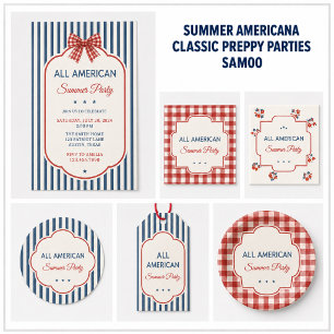 Convite de festa de verão Vintage Americana