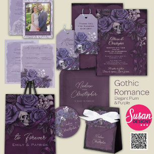 Convites Casamento Purple Gothic, Dois Corações Um Amor 