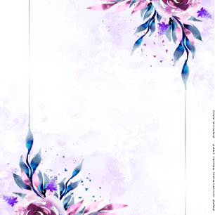 Convites Casamento Dourado de Penas Botânicas Roxas Elegant