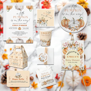 Prato De Papel Um Pequeno Pumpkin está a caminho - Chá de fraldas