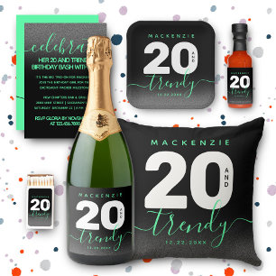 Convites Modern Girly Mint Green 20 e Trendy Birthday