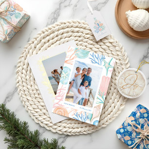 Adesivo Árvore de Natal de Seashell de Praia do Oceano Cos