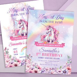 Adesivo Quadrado Rainbow Unicorn Birthday Girls magia unicórnio