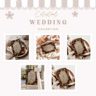 Cartão De Agradecimento Casamento Barroco Celestial Carmesim