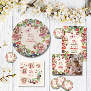 Convites Primeiro aniversario de Pixie do Jardim de Morango