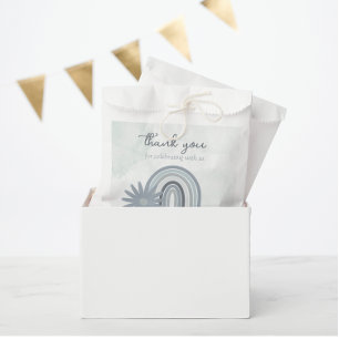 Adesivo Quadrado Chá Rainbow Daisy Boho Baby Boy Blue