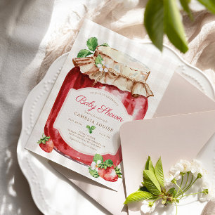 Convites Berry Sweet Strawberry Jam Pink Chá de fraldas
