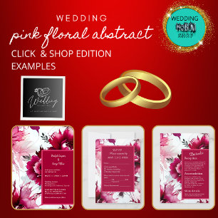 convite floral abstrato de cor rosa pastel