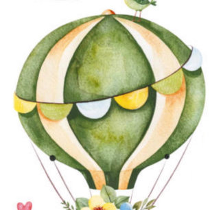 Convites Chá de fraldas Floral de Balão de Ar Quente Sage G